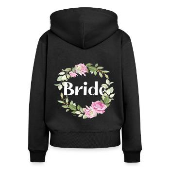 Bride Blumen idee Junggesellenabschied Bride - Frauen Premium Bio Zip Hoodie - Schwarz - Hinten - Julia (174cm)