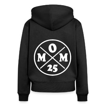 Mom 2025 - mom 25 - Frauen Premium Bio Zip Hoodie - Schwarz - Hinten - Julia (174cm)