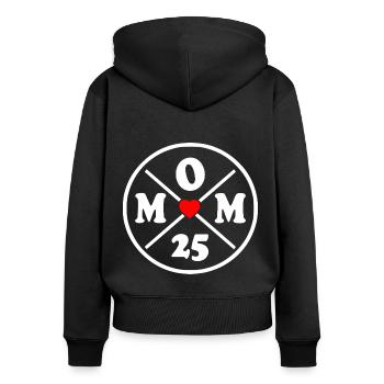 Mom 2025 - Sweat à capuche zippé Premium bio Femme - noir - Dos - Julia (174cm)