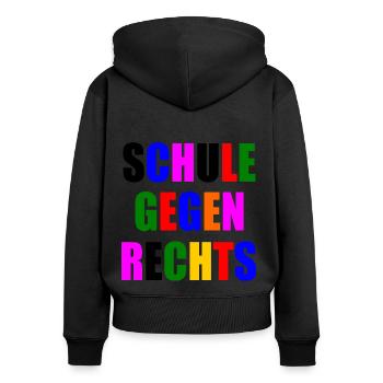 Schule gegen rechts - Frauen Premium Bio Zip Hoodie - Schwarz - Hinten - Julia (174cm)