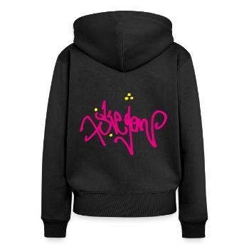 Siegen Tag - Frauen Premium Bio Zip Hoodie - Schwarz - Hinten - Julia (174cm)