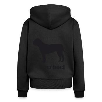 Boerboel Silhouette - Frauen Premium Bio Zip Hoodie - Schwarz - Hinten - Julia (174cm)