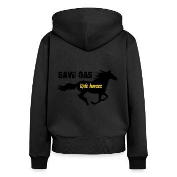 Save gas ride horses black - Women's Premium Organic Zip Hoodie - black - Back - Julia (174cm)