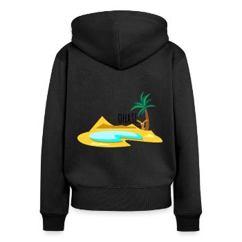 Hase in der Wüste - Frauen Premium Bio Zip Hoodie - Schwarz - Hinten - Julia (174cm)