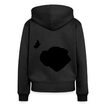 Bullmastiff mit Schmetterling - Frauen Premium Bio Zip Hoodie - Schwarz - Hinten - Julia (174cm)