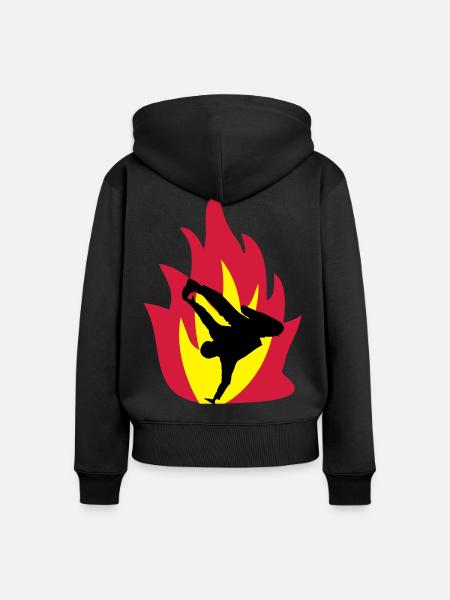 Breakdancer im Feuer - Frauen Premium Bio Zip Hoodie - Schwarz