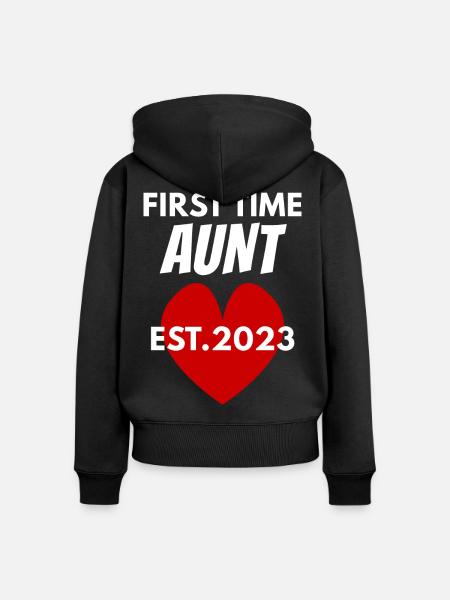 Tante werden 2023 - Frauen Premium Bio Zip Hoodie - Schwarz