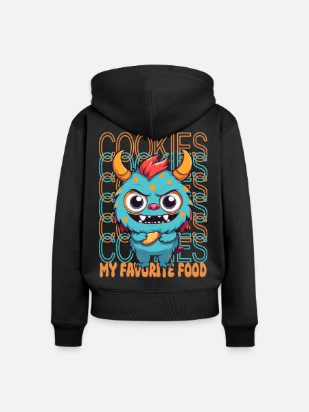 Süßes Keks Monster - Frauen Premium Bio Zip Hoodie - Schwarz