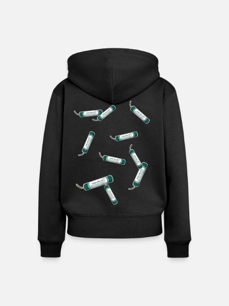 Pyro Böller - Frauen Premium Bio Zip Hoodie - Schwarz