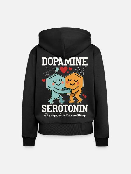 Dopamin-Serotonin-Umarmungsdesign - Frauen Premium Bio Zip Hoodie - Schwarz