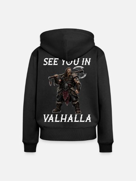 Wir sehen uns in Walhalla - Frauen Premium Bio Zip Hoodie - Schwarz