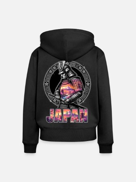 Japan Samurai Shogun Fuji - Frauen Premium Bio Zip Hoodie - Schwarz