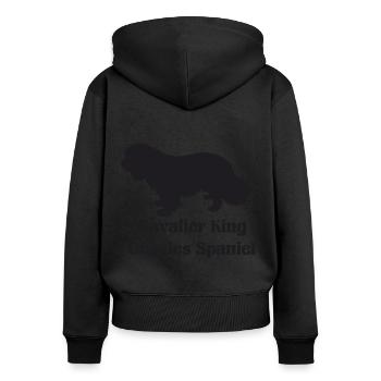Cavalier King Charles Spaniel Silhouette - Frauen Premium Bio Zip Hoodie - Schwarz - Hinten - Julia (174cm)