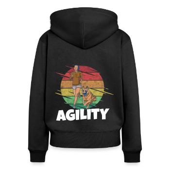 Agility Hundesport - Frauen Premium Bio Zip Hoodie - Schwarz - Hinten - Julia (174cm)