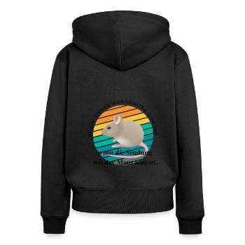 Wenn mir langweilig ist rufe ich bei DHL an und... - Frauen Premium Bio Zip Hoodie - Schwarz - Hinten - Julia (174cm)