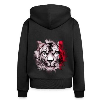 Malta - Frauen Premium Bio Zip Hoodie - Schwarz - Hinten - Julia (174cm)