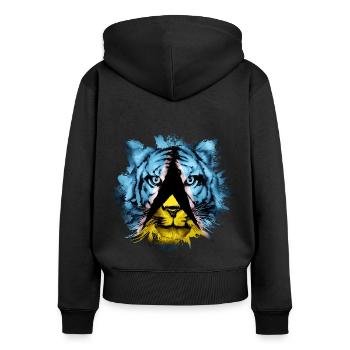 Saint Lucia - Women's Premium Organic Zip Hoodie - black - Back - Julia (174cm)