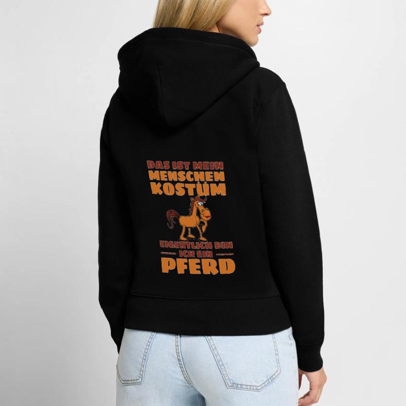 Pferdeliebhaber Eigentlich Bin Ich Ein Pferd Comic Frauen Premium Bio Zip Hoodie