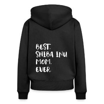Shiba Inu - Frauen Premium Bio Zip Hoodie - Schwarz - Hinten - Julia (174cm)