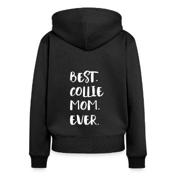 Collie Collie à poil long - Sweat à capuche zippé Premium bio Femme - noir - Dos - Julia (174cm)