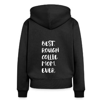 Rough Collie Langhaarcollie - Frauen Premium Bio Zip Hoodie - Schwarz - Hinten - Julia (174cm)