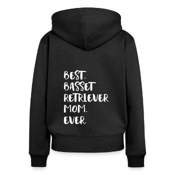 Basset Retriever - Frauen Premium Bio Zip Hoodie - Schwarz - Hinten - Julia (174cm)