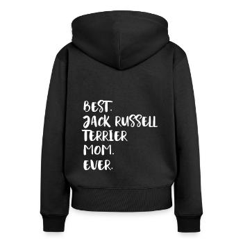 Jack Russell Terrier - Frauen Premium Bio Zip Hoodie - Schwarz - Hinten - Julia (174cm)