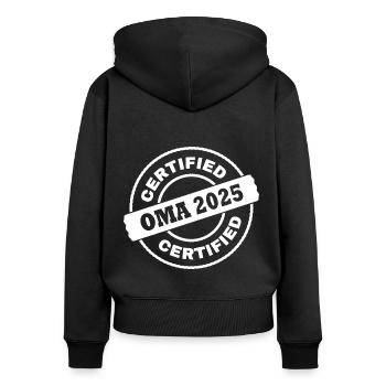 Oma 2025 - Frauen Premium Bio Zip Hoodie - Schwarz - Hinten - Julia (174cm)