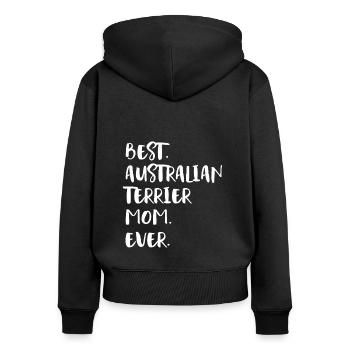 Australian Terrier - Frauen Premium Bio Zip Hoodie - Schwarz - Hinten - Julia (174cm)