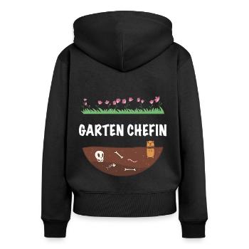 Garten Chefin - Frauen Premium Bio Zip Hoodie - Schwarz - Hinten - Julia (174cm)