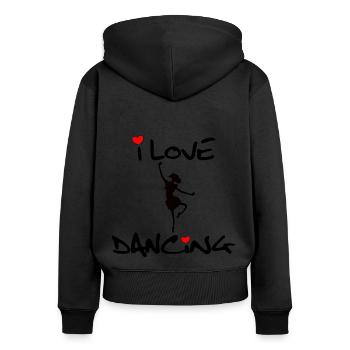 Dancing - Frauen Premium Bio Zip Hoodie - Schwarz - Hinten - Julia (174cm)