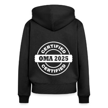Oma 2025 - Frauen Premium Bio Zip Hoodie - Schwarz - Hinten - Julia (174cm)