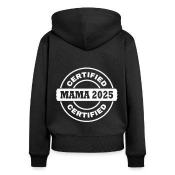Mama 2025 - Sweat à capuche zippé Premium bio Femme - noir - Dos - Julia (174cm)