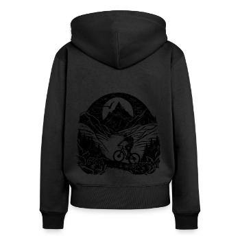 mountain bike, bicycle, bike, cyclist, mountains - Women's Premium Organic Zip Hoodie - black - Back - Julia (174cm)