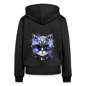 Cyberpunk Cat, Cat's Head, Robot, Cyborg - Women's Premium Organic Zip Hoodie - black - Back - Julia (174cm)