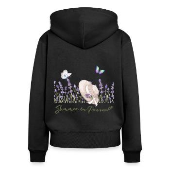 Summer in Provence - Frauen Premium Bio Zip Hoodie - Schwarz - Hinten - Julia (174cm)