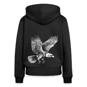 Fliegender Adler - Frauen Premium Bio Zip Hoodie - Schwarz - Hinten - Julia (174cm)