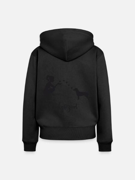 Jack Russell Terrier mit Frau - Frauen Premium Bio Zip Hoodie - Schwarz