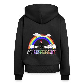 Soyez différent - Sei Anders - Sweat à capuche zippé Premium bio Femme - noir - Dos - Julia (174cm)