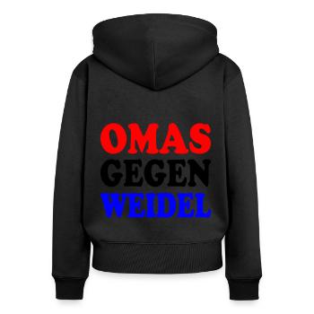 omas gegen weidel - Frauen Premium Bio Zip Hoodie - Schwarz - Hinten - Julia (174cm)