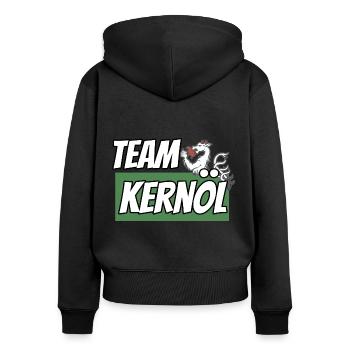 TEAM Kernöl Steiermark mit Panther für Steirer - Frauen Premium Bio Zip Hoodie - Schwarz - Hinten - Julia (174cm)