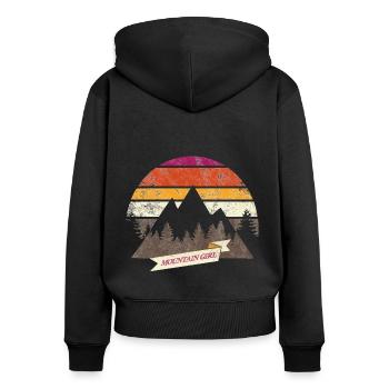 Mountain Girl Mountains Women's Retro Partner Shirt Fun - Women's Premium Organic Zip Hoodie - black - Back - Julia (174cm)