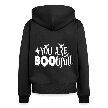 YOU'RE BEAUTIFUL - Women's Premium Organic Zip Hoodie - black - Back - Julia (174cm)