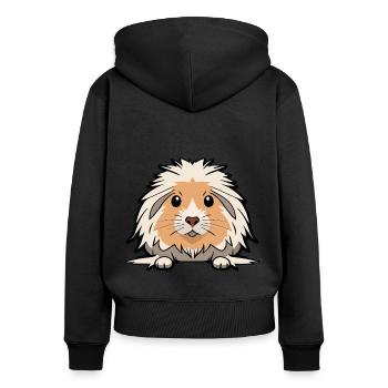 Juste un cochon d’Inde mignon - Sweat à capuche zippé Premium bio Femme - noir - Dos - Julia (174cm)
