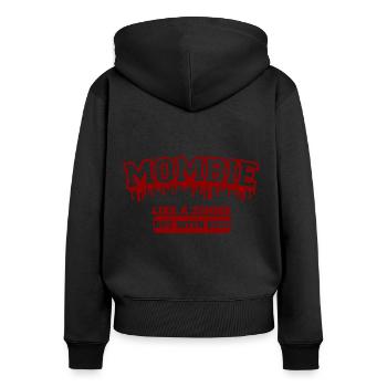 Mombie - Like a Zombie but with Kids - Frauen Premium Bio Zip Hoodie - Schwarz - Hinten - Julia (174cm)