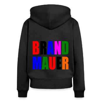 brandmauer - Frauen Premium Bio Zip Hoodie - Schwarz - Hinten - Julia (174cm)
