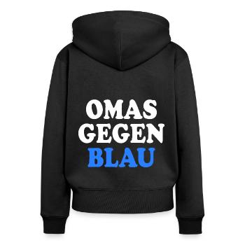Omas gegen blau - Frauen Premium Bio Zip Hoodie - Schwarz - Hinten - Julia (174cm)