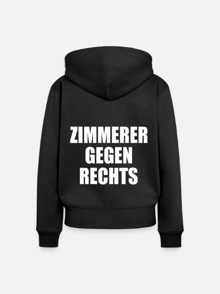 Zimmerer gegen rechts - Frauen Premium Bio Zip Hoodie - Schwarz