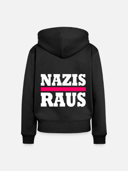 Nazis raus - Frauen Premium Bio Zip Hoodie - Schwarz