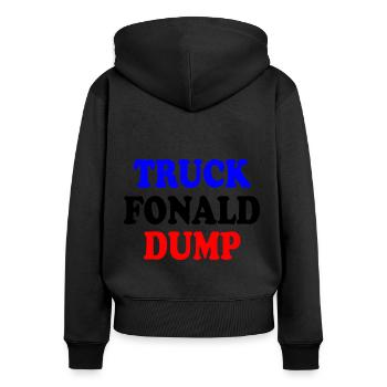 truck fonald dump - Frauen Premium Bio Zip Hoodie - Schwarz - Hinten - Julia (174cm)